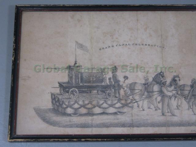 RARE Antique 1825 Anthony Imbert Lithograph NYC NYFD Erie Canal Horse Parade 1