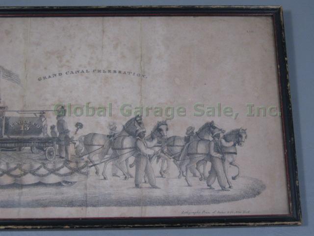 RARE Antique 1825 Anthony Imbert Lithograph NYC NYFD Erie Canal Horse Parade 2