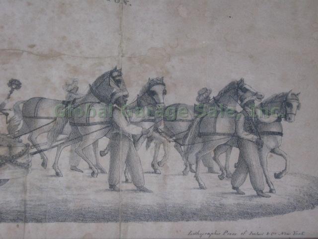 RARE Antique 1825 Anthony Imbert Lithograph NYC NYFD Erie Canal Horse Parade 5