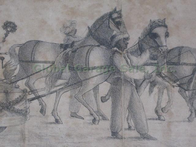 RARE Antique 1825 Anthony Imbert Lithograph NYC NYFD Erie Canal Horse Parade 6