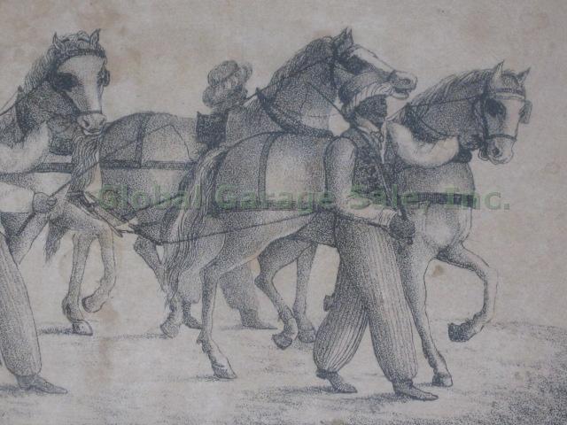 RARE Antique 1825 Anthony Imbert Lithograph NYC NYFD Erie Canal Horse Parade 7
