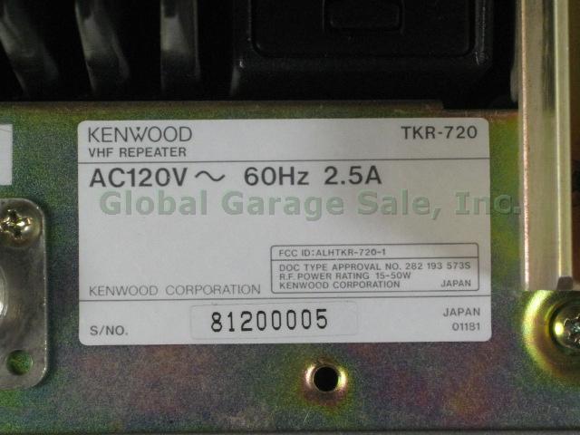 Used Kenwood TKR-720 Desktop VHF Radio Repeater 120V 60Hz 2.5A Tested & Working 4