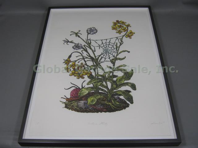 Rare Limited Edition 2008 Elbow Toe Nature Study Floral Woodcut Block Print 1/5