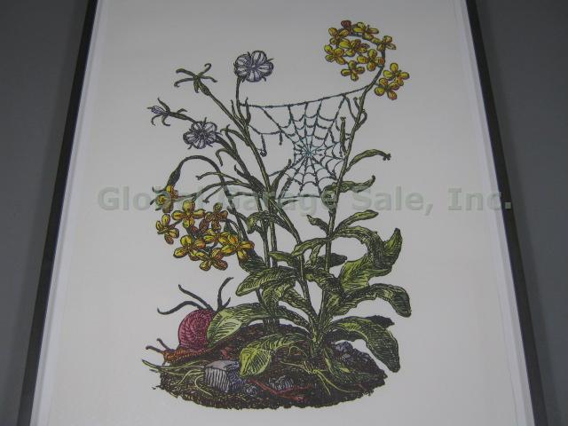 Rare Limited Edition 2008 Elbow Toe Nature Study Floral Woodcut Block Print 1/5 1