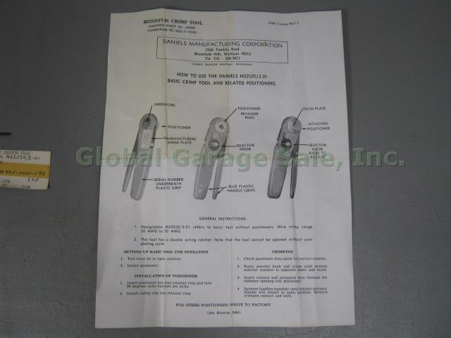 DMC Daniels AFM8 M22520/2-01 Crimper Crimping Tool Original Box Instructions +NR 5