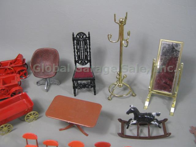 Huge Vtg Dollhouse Miniature Lot Furniture Kitchenware Books Terra Cotta Animals 7
