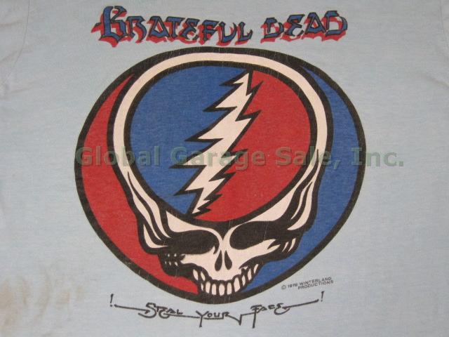 RARE Vtg 1976 Grateful Dead Steal Your Face T-Shirt Winterland Owsley 70s Tee NR 2