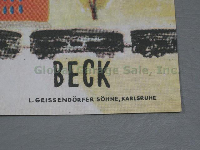 Vtg German Travel Poster Nach Karlsruhe Nur Ein Germany White Cat Beck 23" x 33" 6
