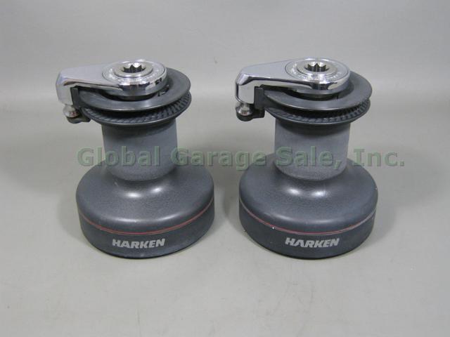 2 Harken 40 Self Tailing 2-Speed Manual Radial Winch W/ Black Anodized Drums NR!
