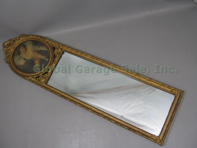 Ornate Rococo Gold Gilt Frame Wall Mirror Henry Raeburn Boy Rabbit Print 1814 NR