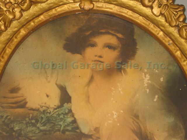 Ornate Rococo Gold Gilt Frame Wall Mirror Henry Raeburn Boy Rabbit Print 1814 NR 2