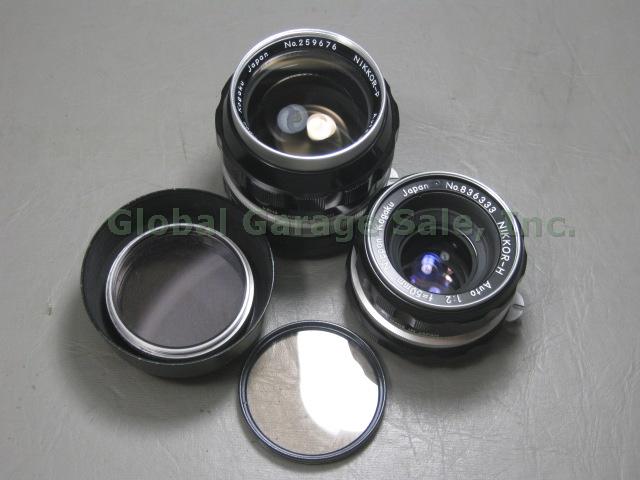 Nikon Nikkormat Nikomat FTN Nikkor-P Auto 1:2.5 105mm H 1:2 50mm Lens 50/2 Hood+ 6