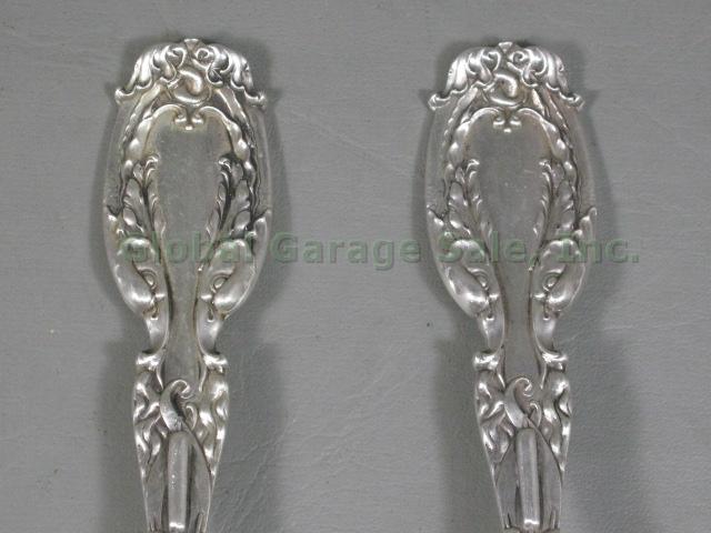 Vtg Antique Frank Whiting Cattail Sterling Silver Serving Spoon Fork Set 7oz 9" 3