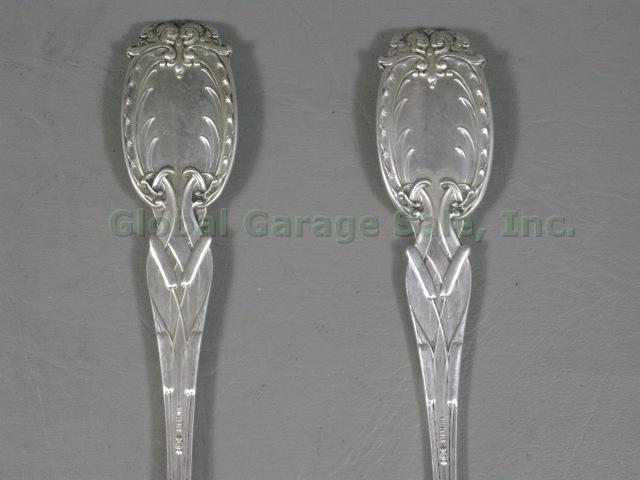 Vtg Antique Frank Whiting Cattail Sterling Silver Serving Spoon Fork Set 7oz 9" 6