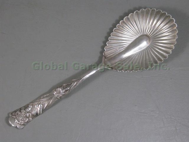 Vtg Antique George W Shiebler 1889 Flora Sterling Silver Serving Spoon 8" 2.3oz
