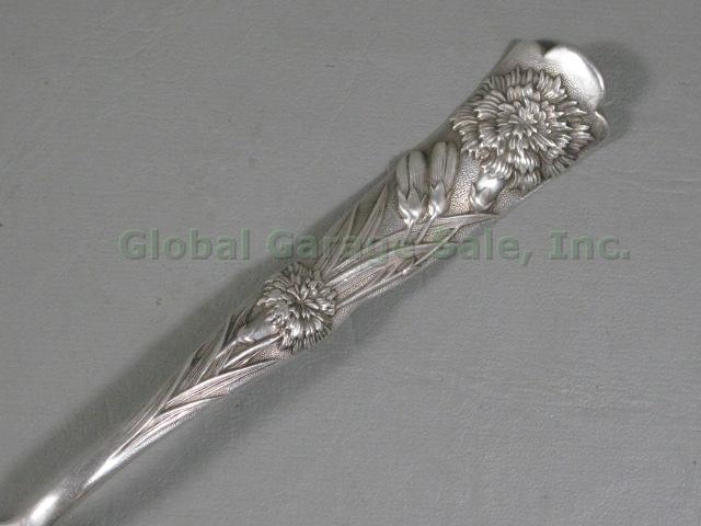 Vtg Antique George W Shiebler 1889 Flora Sterling Silver Serving Spoon 8" 2.3oz 2