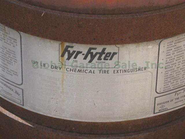 Vtg Fyr Fyter 150 Lb Dry Chemical Wheeled Fire Extinguisher Two Twin Dual Tank 1