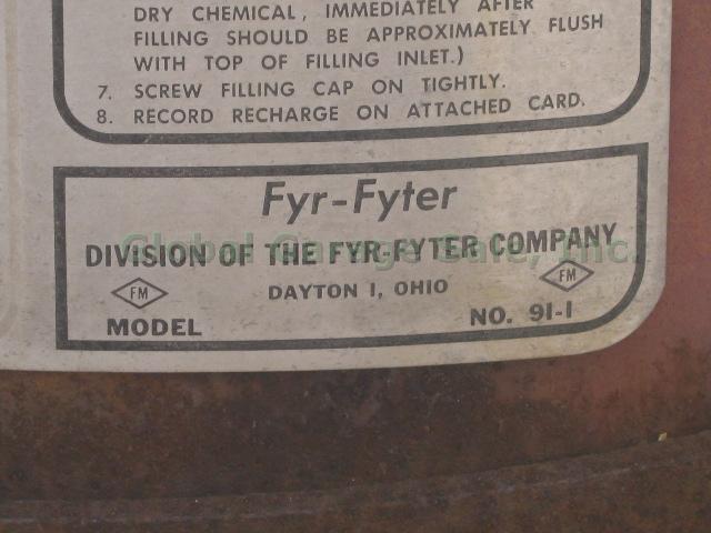 Vtg Fyr Fyter 150 Lb Dry Chemical Wheeled Fire Extinguisher Two Twin Dual Tank 2