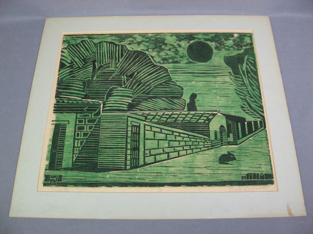 6 Original 1950s Frank Wallace Color Woodblock Prints 11