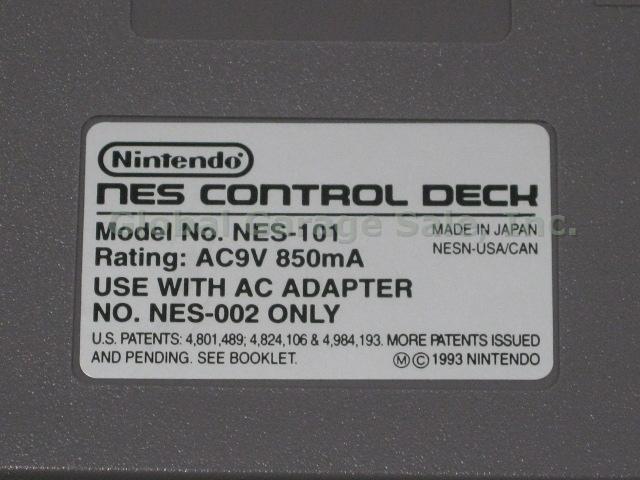 Nintendo NES-101 Control Deck Top Loader Console System Controller MIG 29 Game + 7