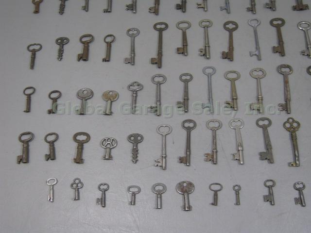 129 Vtg Antique Keys Brass Steel Skeleton Flat Cabinet Door Barrel Clock Watch + 1