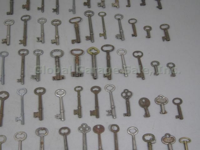 129 Vtg Antique Keys Brass Steel Skeleton Flat Cabinet Door Barrel Clock Watch + 4