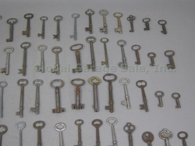 129 Vtg Antique Keys Brass Steel Skeleton Flat Cabinet Door Barrel Clock Watch + 6