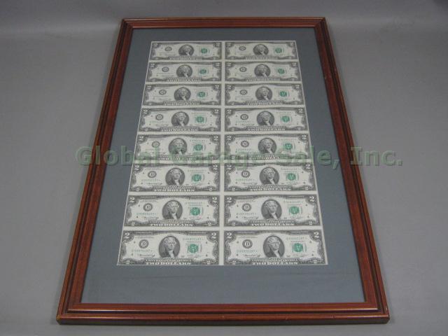 1976 Uncut Half-Sheet 16 US $2 Dollar Bill Star Federal Reserve Note FRN UNC NR!