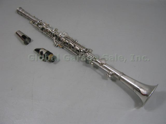 Vtg Antique Italian Champlain Metal Clarinet #9540 Made In Italy W/ Hard Case NR 1