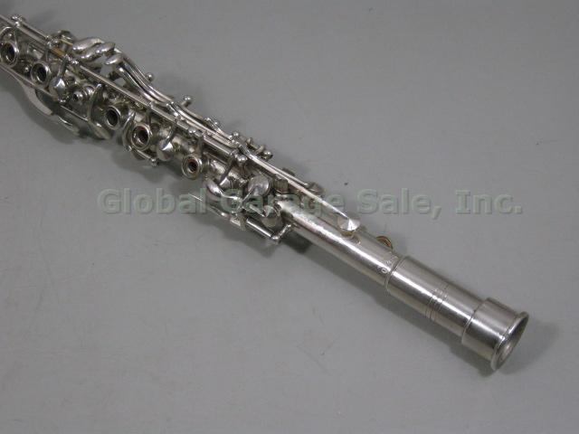 Vtg Antique Italian Champlain Metal Clarinet #9540 Made In Italy W/ Hard Case NR 3
