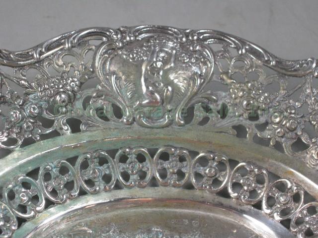 Gorgeous Antique Solid 800 Silver 7.75" German Repousse Bowl Floral Cherubs 155g 2