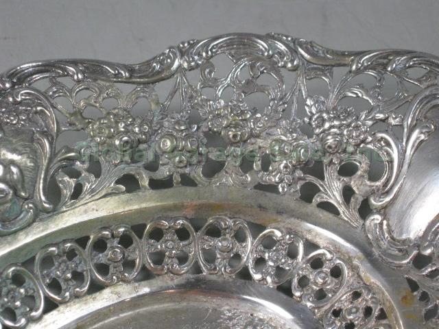 Gorgeous Antique Solid 800 Silver 7.75" German Repousse Bowl Floral Cherubs 155g 3