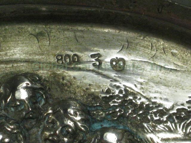 Gorgeous Antique Solid 800 Silver 7.75" German Repousse Bowl Floral Cherubs 155g 6