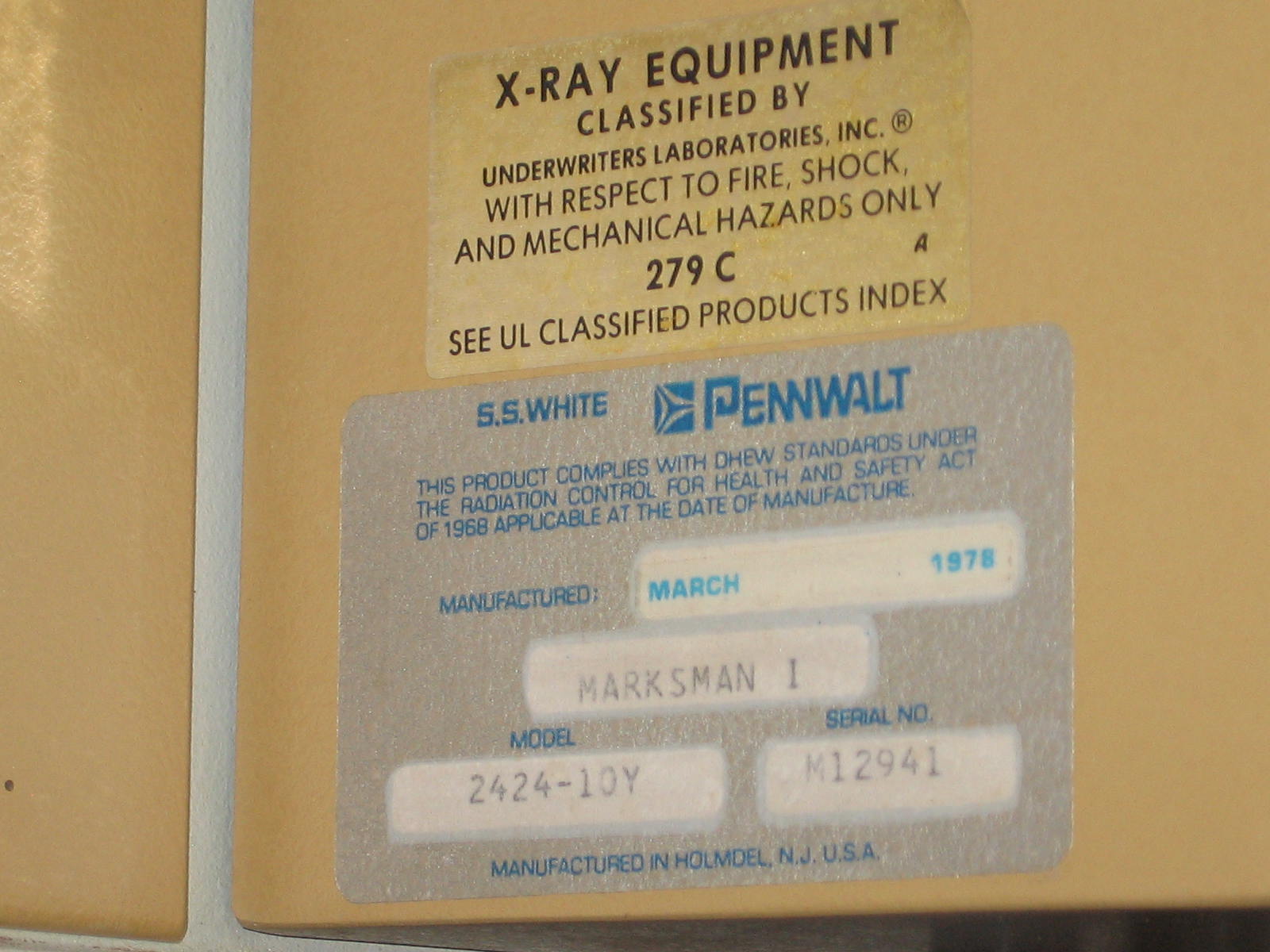 Pennwalt SS White Marksman I Dental X Ray Xray Machine 6