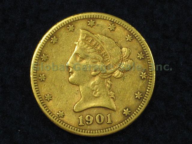 1901 US $10 Ten Dollar Liberty Head Eagle Gold Coin No Reserve Price!
