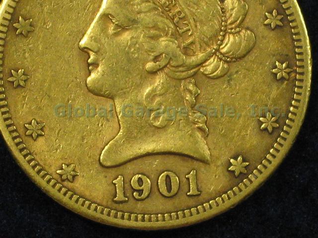 1901 US $10 Ten Dollar Liberty Head Eagle Gold Coin No Reserve Price! 2