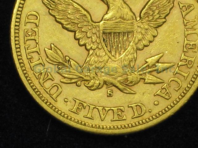 1879-S US Five Dollar $5 Liberty Head Half Eagle Gold Coin No Reserve Price! 5
