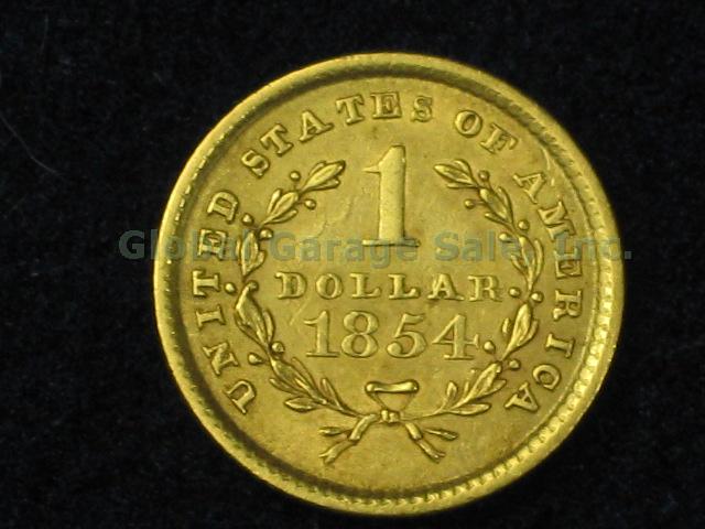 1854 US One Dollar $1 Liberty Head Gold Coin United States No Reserve Price! 1