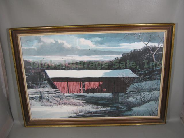 Eric Sloane Print New Hampshire December Cover Bridge Winter 40 x28 PICK UP ONLY