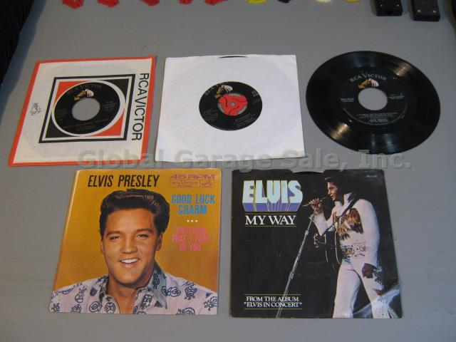 128 50s-80s Vtg 45 Lot Some Picture Sleeves 5 Elvis Presley The Supremes Fabian+ 1