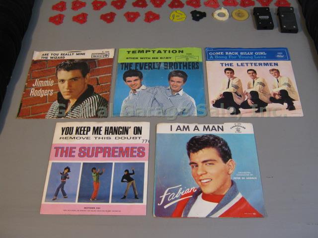 128 50s-80s Vtg 45 Lot Some Picture Sleeves 5 Elvis Presley The Supremes Fabian+ 2