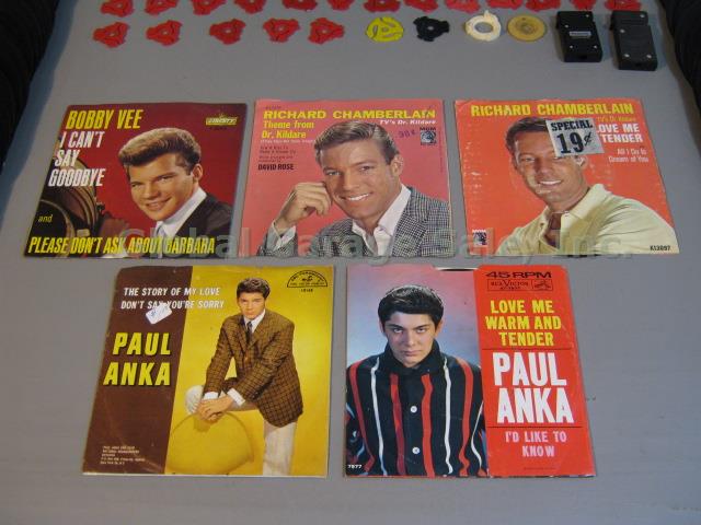 128 50s-80s Vtg 45 Lot Some Picture Sleeves 5 Elvis Presley The Supremes Fabian+ 3