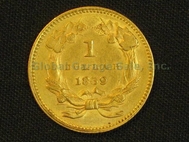 1859 US One Dollar $1 Indian Princess Gold Piece United States Coin NO RESERVE! 3