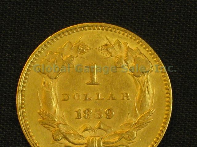 1859 US One Dollar $1 Indian Princess Gold Piece United States Coin NO RESERVE! 4