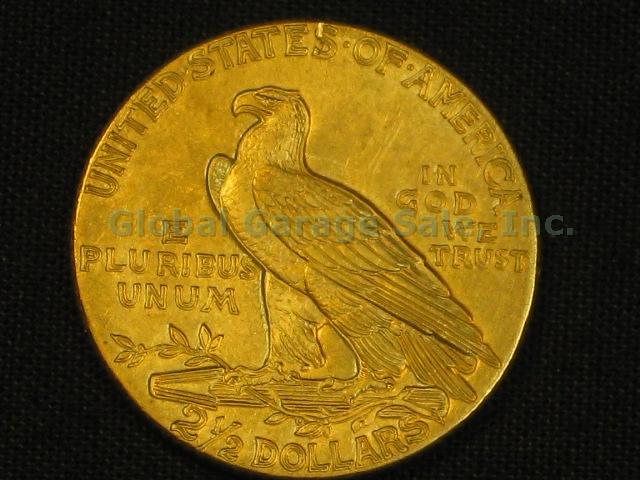 1909 US $2.50 Indian Head Quarter Eagle Gold Piece United States Coin NO RES! 3