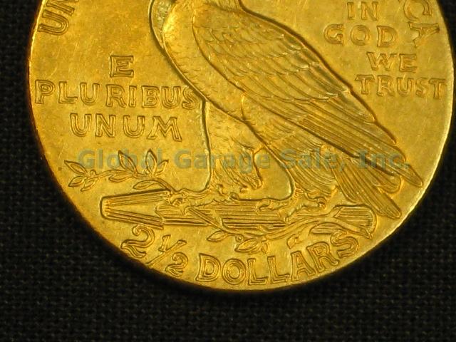 1909 US $2.50 Indian Head Quarter Eagle Gold Piece United States Coin NO RES! 5