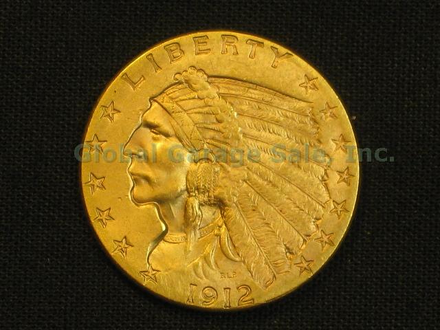 1912 US $2.50 Indian Head Quarter Eagle Gold Piece United States Coin NO RES!