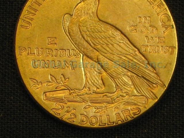 1912 US $2.50 Indian Head Quarter Eagle Gold Piece United States Coin NO RES! 5