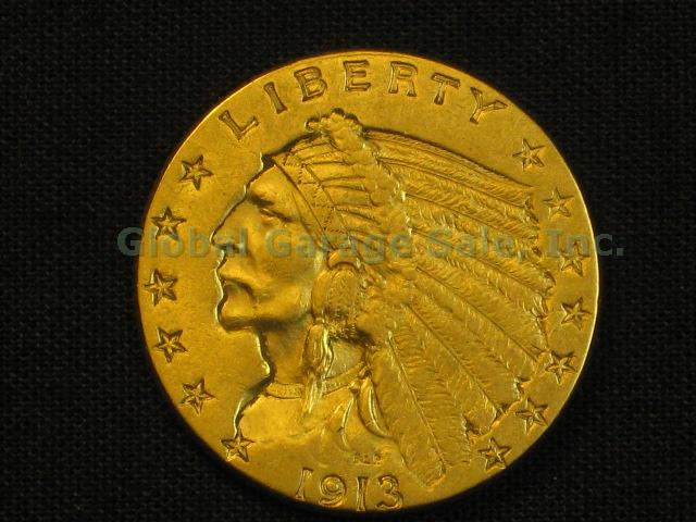 1913 US $2.50 Indian Head Quarter Eagle Gold Piece United States Coin NO RES!