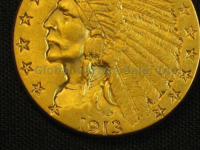 1913 US $2.50 Indian Head Quarter Eagle Gold Piece United States Coin NO RES! 2